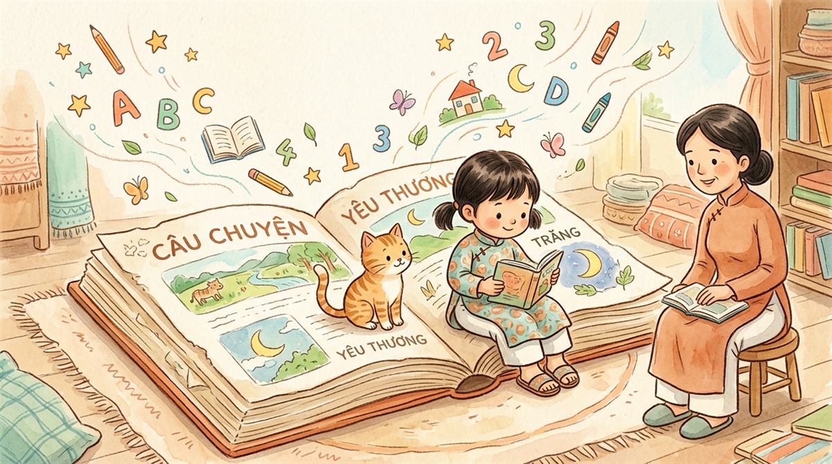 Bé và mẹ cùng đọc sách tranh